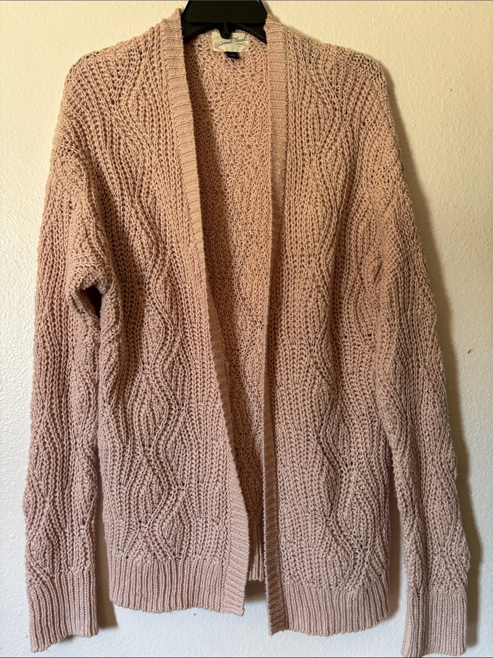 Universal Thread Pink Cable Knit Open Front Cardigan Sweater XS